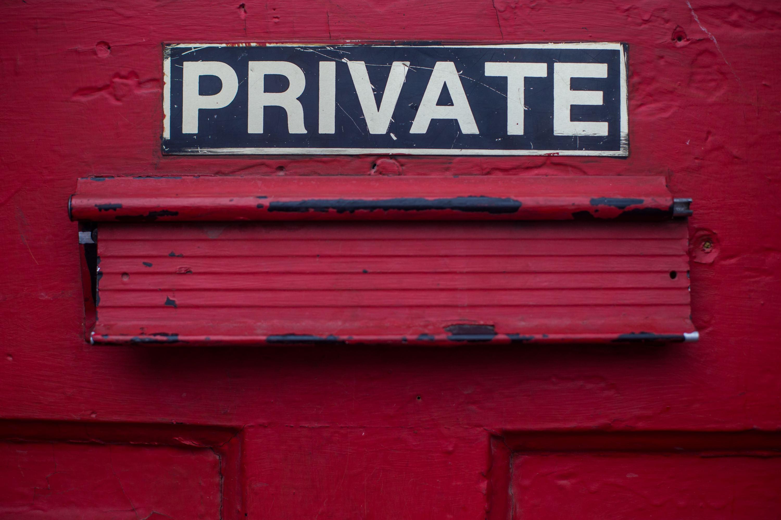 Private sign on door